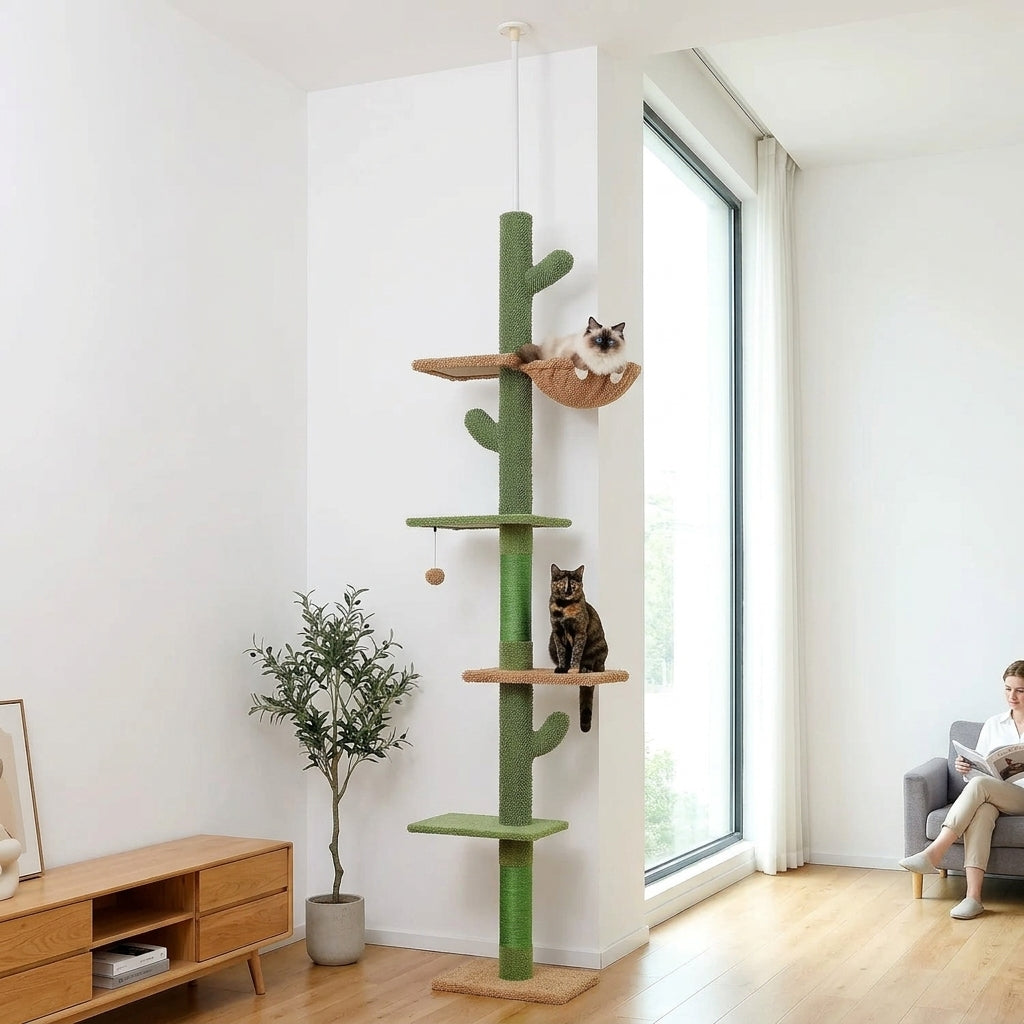 Catvera Floor Ceiling Cactus Cat Tree - Secure Floor-to-Ceiling Design