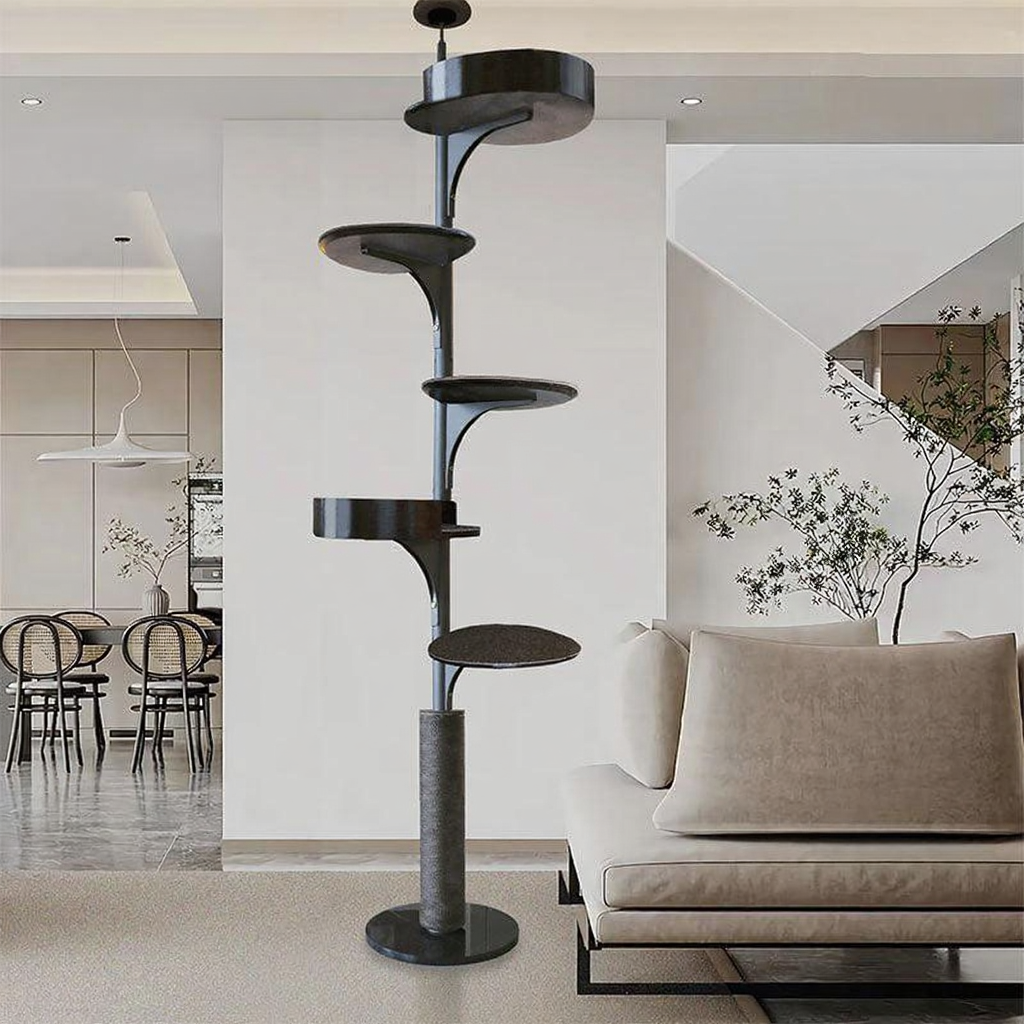Catvera Floor to Ceiling Cat Tree - Image 13|||PROMPT|||Cleaned image. Original analysis: found 1 watermark text overlay in the upper left corner