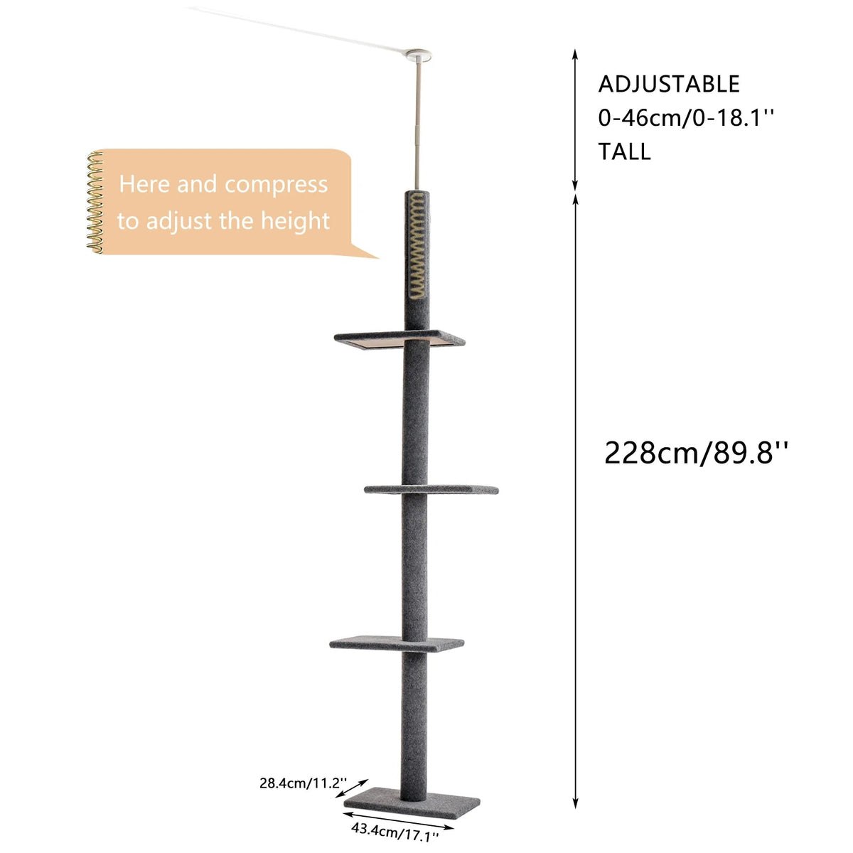 Catvera Floor to Ceiling Cat Tree - Image 6|||PROMPT|||Original clean product image