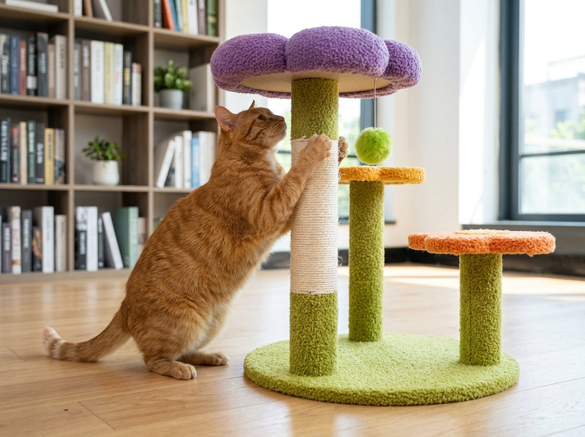 Catvera Flower Cat Tree Scratching Post - Built to Survive the Most Playful Cats