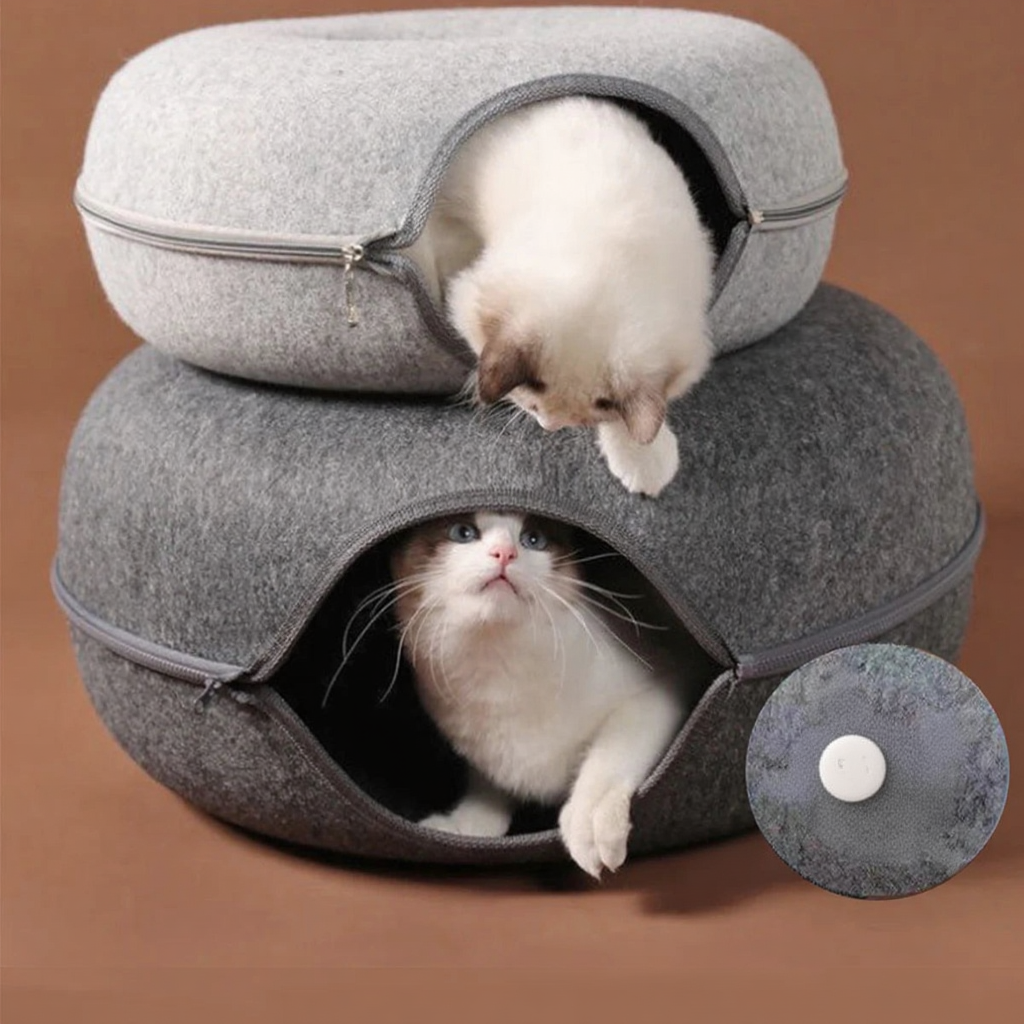 Catvera Foldable Felt Cat Tunnel Bed - Image 2|||PROMPT|||Cleaned image. Original analysis: found 1 text overlay watermark ('Breather hole') at the bottom of the image