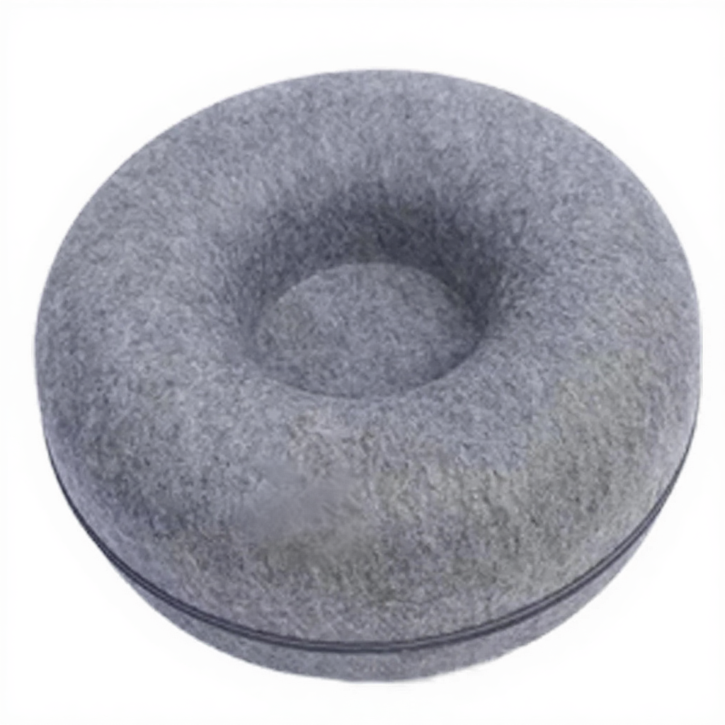Catvera Foldable Felt Cat Tunnel Bed - Image 7|||PROMPT|||Cleaned image. Original analysis: Found 1 brand logo - a black cat head silhouette with whiskers embossed/printed on the front center of the pet bed