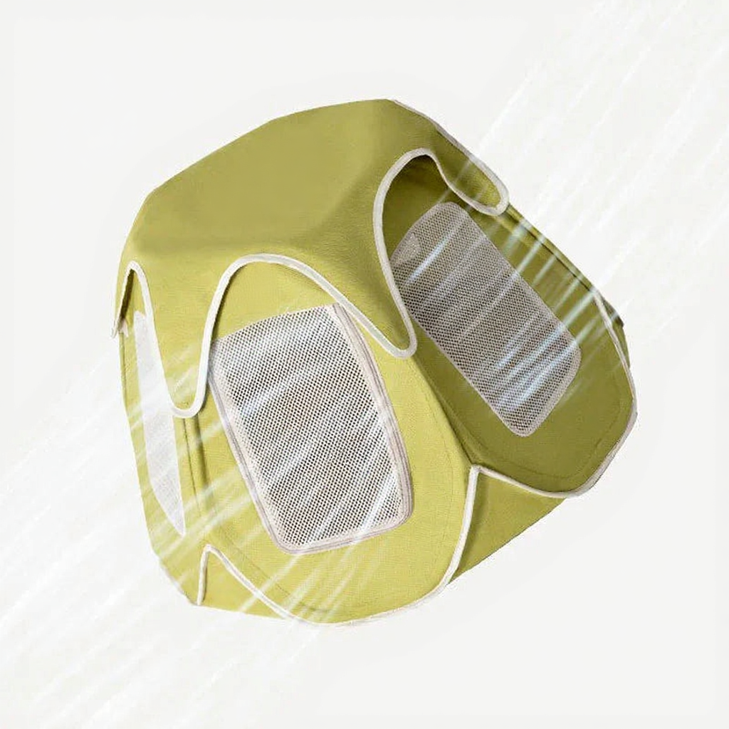 Catvera Foldable Outdoor Cat Tent - Image 4|||PROMPT|||Cleaned image. Original analysis: Found 1 brand logo and 1 brand name on the product. Red curved logo on top of the tent, and 'Petster' text visible on the interior mesh panel.