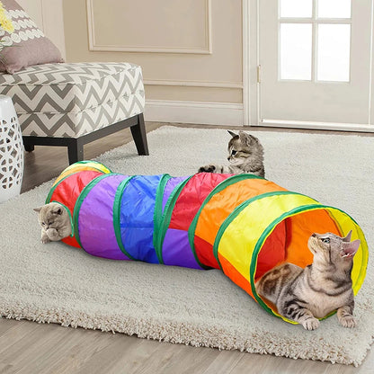 Catvera Foldable Rainbow Play Tunnel - Image 1|||PROMPT|||Original clean product image