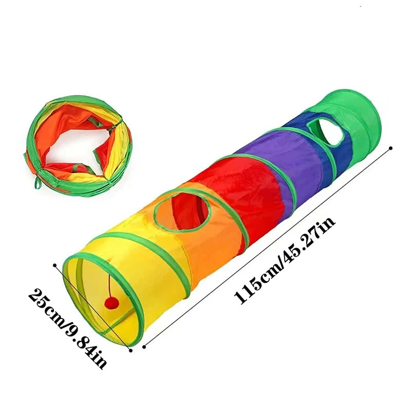 Catvera Foldable Rainbow Play Tunnel - Image 9|||PROMPT|||Original clean product image