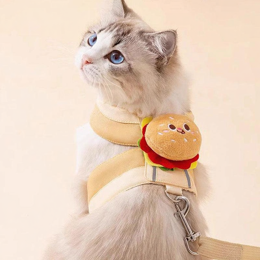 Catvera Food Design Cat Harness Leash - Image 3|||PROMPT|||Cleaned image. Original analysis: found 1 watermark text overlay in the top left corner
