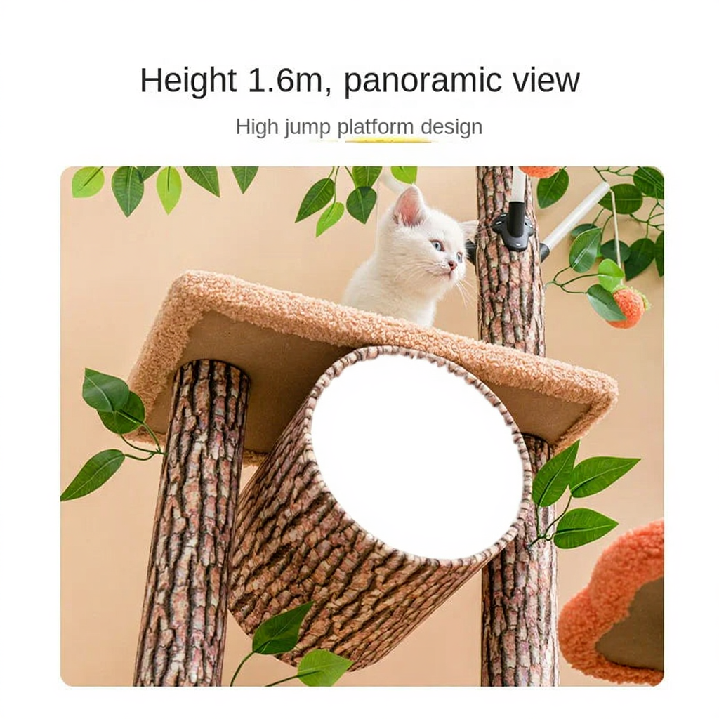 Catvera Forest Cat Climbing Tree - Image 3|||PROMPT|||Cleaned image. Original analysis: Found 1 watermark text 'Latiness' at the top of the image in a brown oval badge