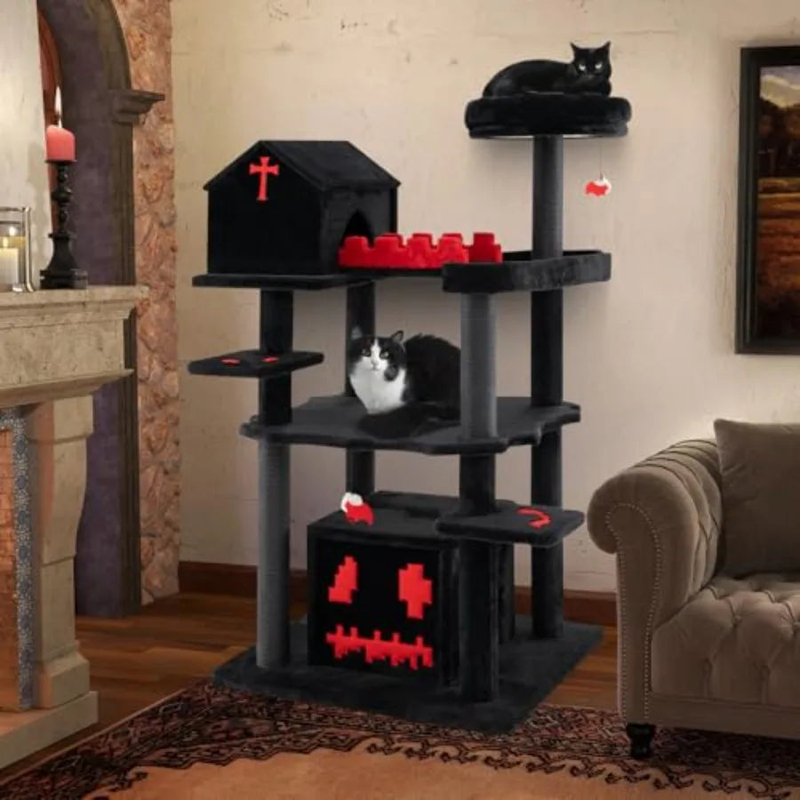 Catvera Gothic Cat Tree 49" - Image 1|||PROMPT|||Original clean product image