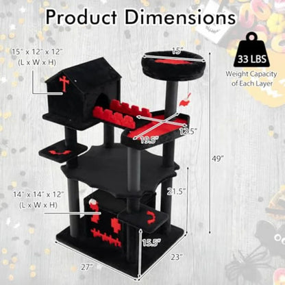 Catvera Gothic Cat Tree 49" - Image 3|||PROMPT|||Original clean product image