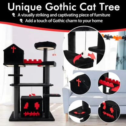 Catvera Gothic Cat Tree 49" - Image 5|||PROMPT|||Original clean product image