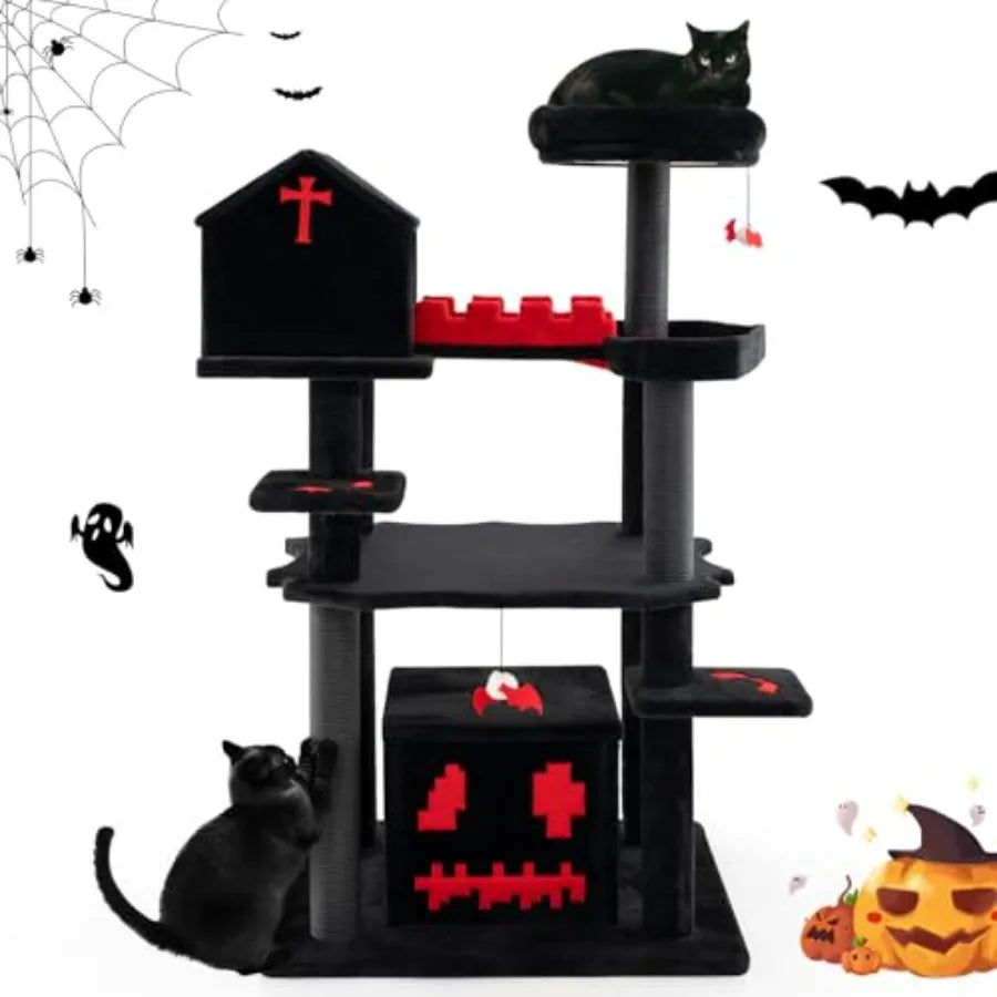 Catvera Gothic Cat Tree 49" - Image 6|||PROMPT|||Original clean product image