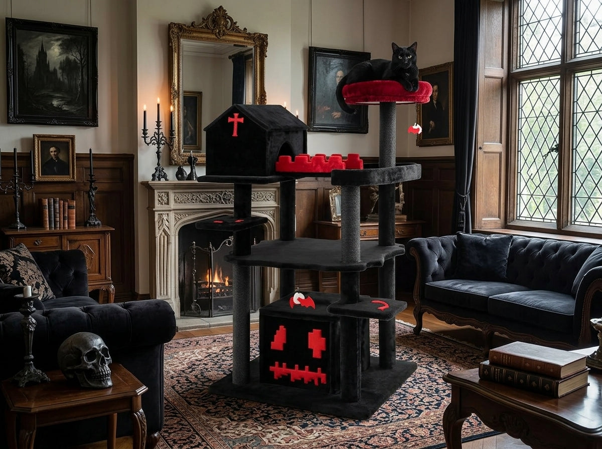 Catvera Gothic Cat Tree 49" - Transforms Any Room Into Halloween Magic