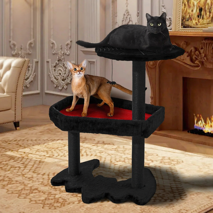 Catvera Gothic Coffin Cat Tree Tower - Image 1|||PROMPT|||Cleaned image. Original analysis: found 1 Chinese text watermark overlay at the top left