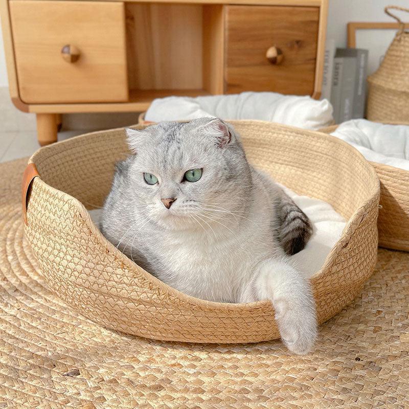 Catvera Handwoven Cooling Cat Bed - Image 2|||PROMPT|||Original clean product image