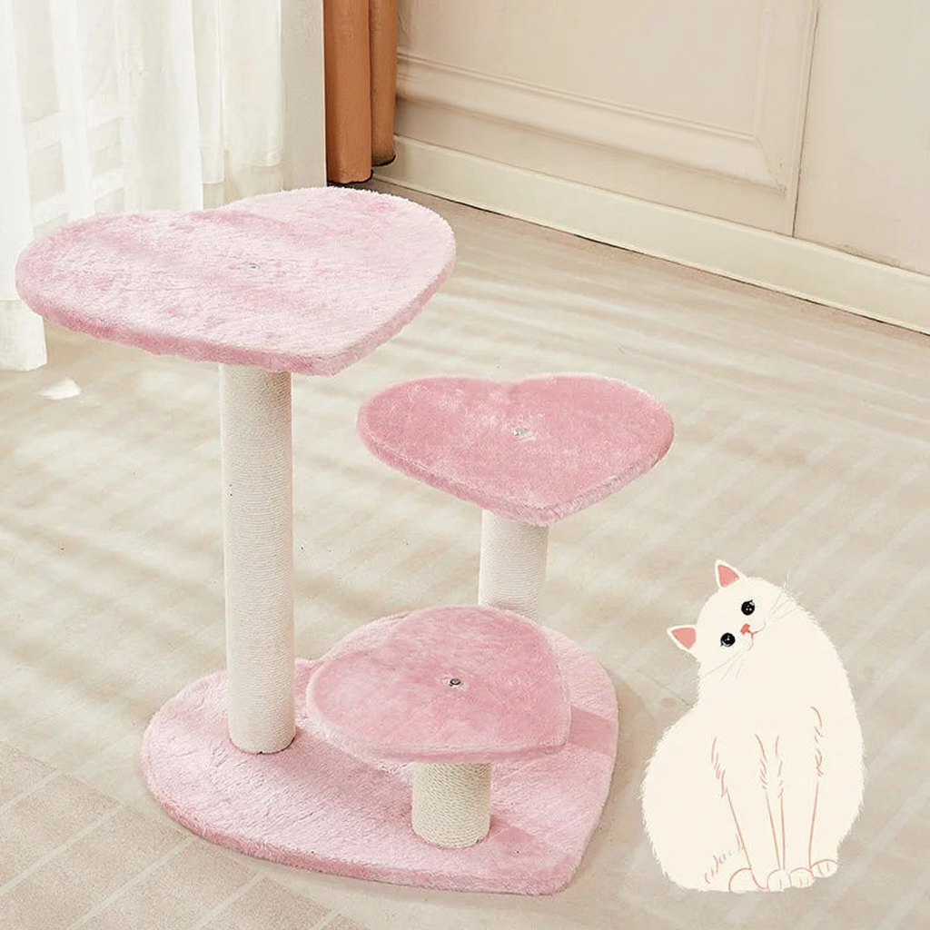 Catvera Heart-Shaped Pink Cat Tree - Image 1|||PROMPT|||Cleaned image. Original analysis: Found Chinese text watermark and product description overlay