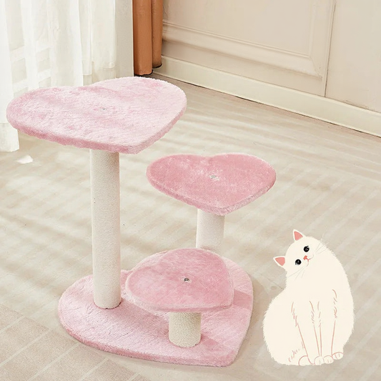 Catvera Heart-Shaped Pink Cat Tree - Image 1|||PROMPT|||Cleaned image. Original analysis: Found Chinese text watermark and product description overlay
