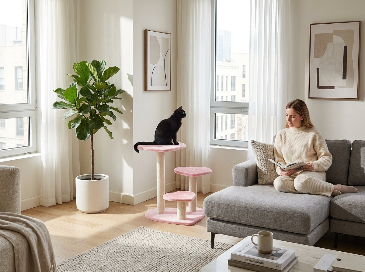 Catvera Heart-Shaped Pink Cat Tree - Transforms Any Room into Cat Paradise