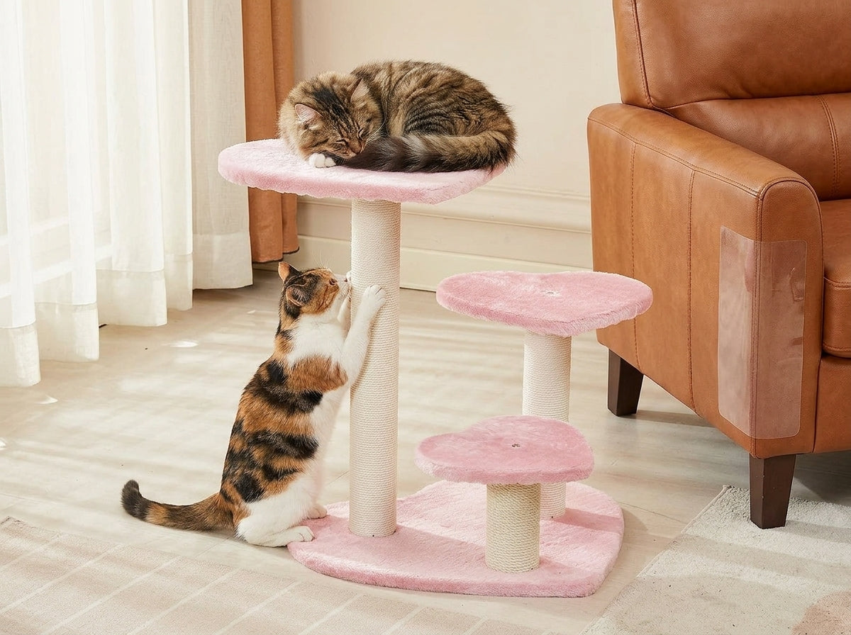 Catvera Heart-Shaped Pink Cat Tree - Keeps Cats Happy and Furniture Safe