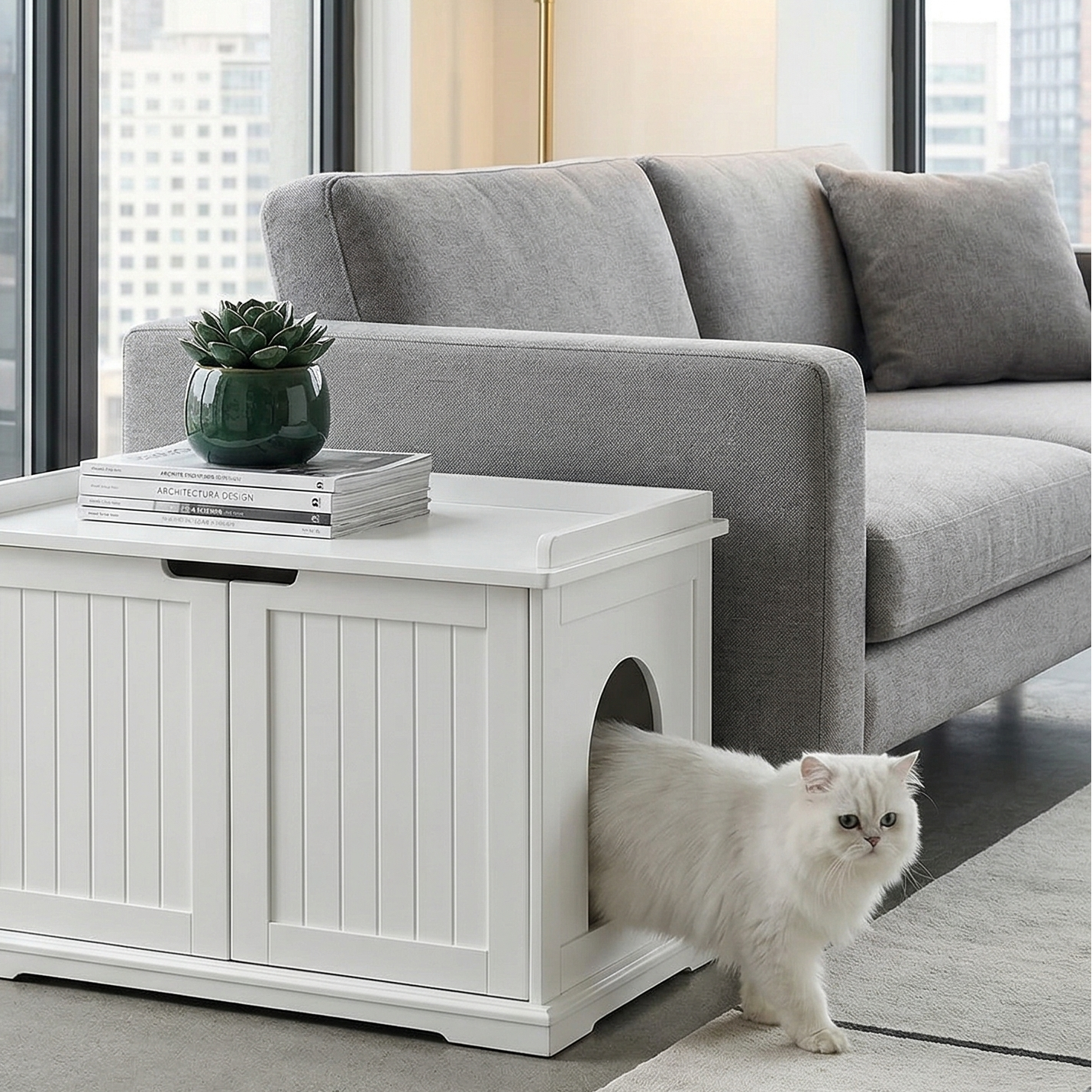 Catvera Hidden Litter Box Cabinet - Image 2|||PROMPT|||Original clean product image