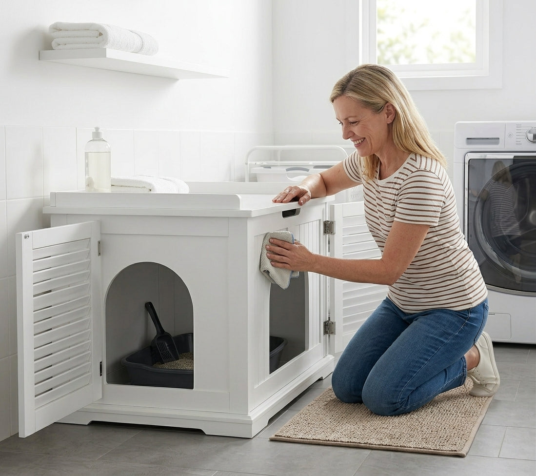 Catvera Hidden Litter Box Cabinet - Easy Setup & Maintenance