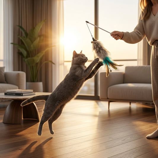 Catvera Interactive Feather Bell Teaser Wand - Main Product Image