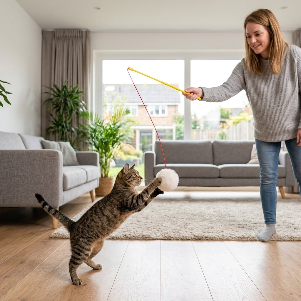 Catvera Interactive Feather Bell Teaser Wand - Interactive Play Features