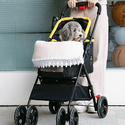 Catvera Lace Pet Stroller Mat - Image 12|||PROMPT|||Cleaned image. Original analysis: Found 1 brand name printed directly on the stroller frame