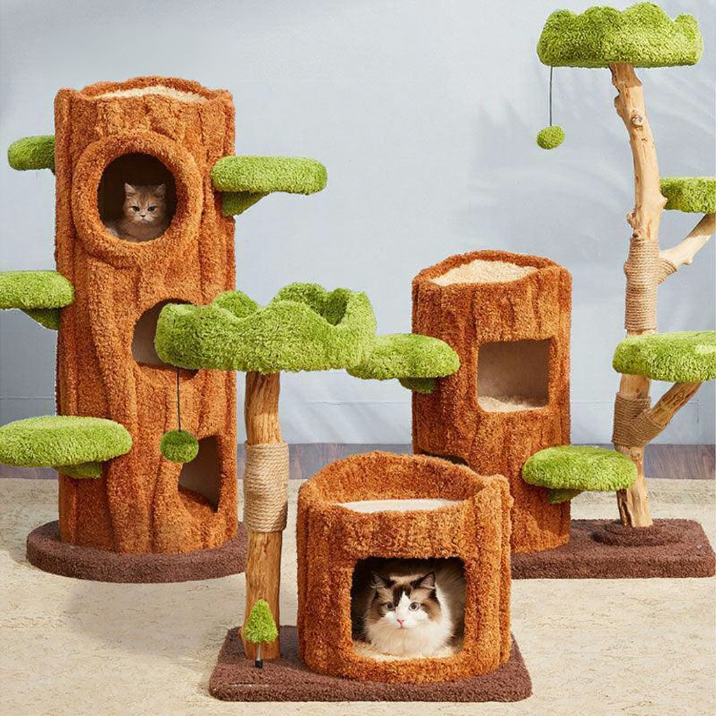 Catvera Luxury Multi-Level Cat Tree - Image 7|||PROMPT|||Cleaned image. Original analysis: found 1 watermark text overlay in white
