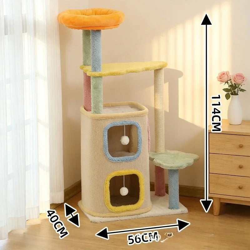Catvera Macaron Multi-Level Cat Tree - Image 3|||PROMPT|||Original clean product image