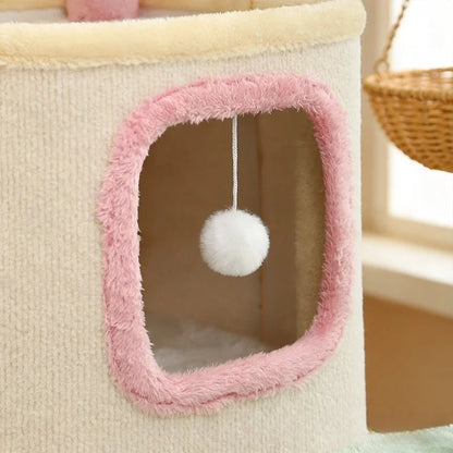 Catvera Macaron Multi-Level Cat Tree - Image 4|||PROMPT|||Original clean product image