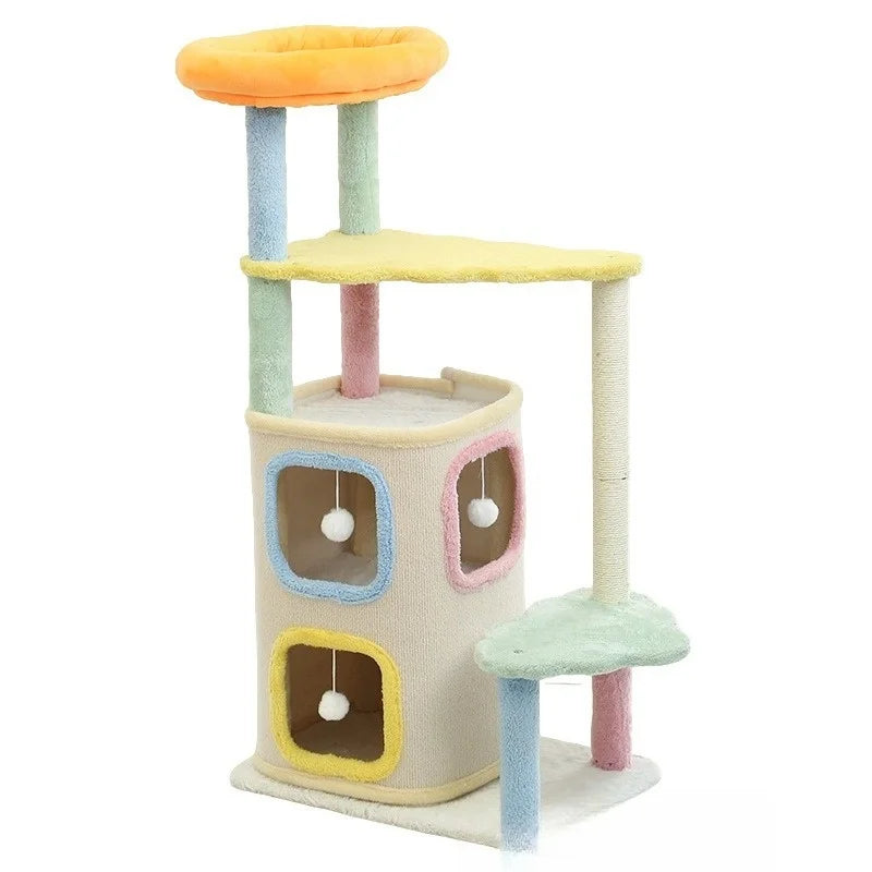 Catvera Macaron Multi-Level Cat Tree - Image 5|||PROMPT|||Original clean product image
