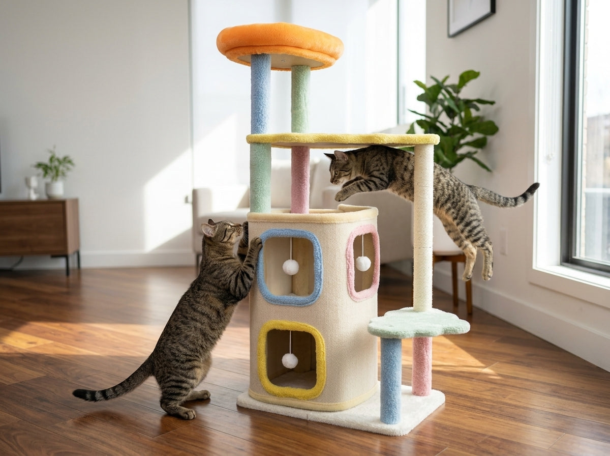 Catvera Macaron Multi-Level Cat Tree - Section 1