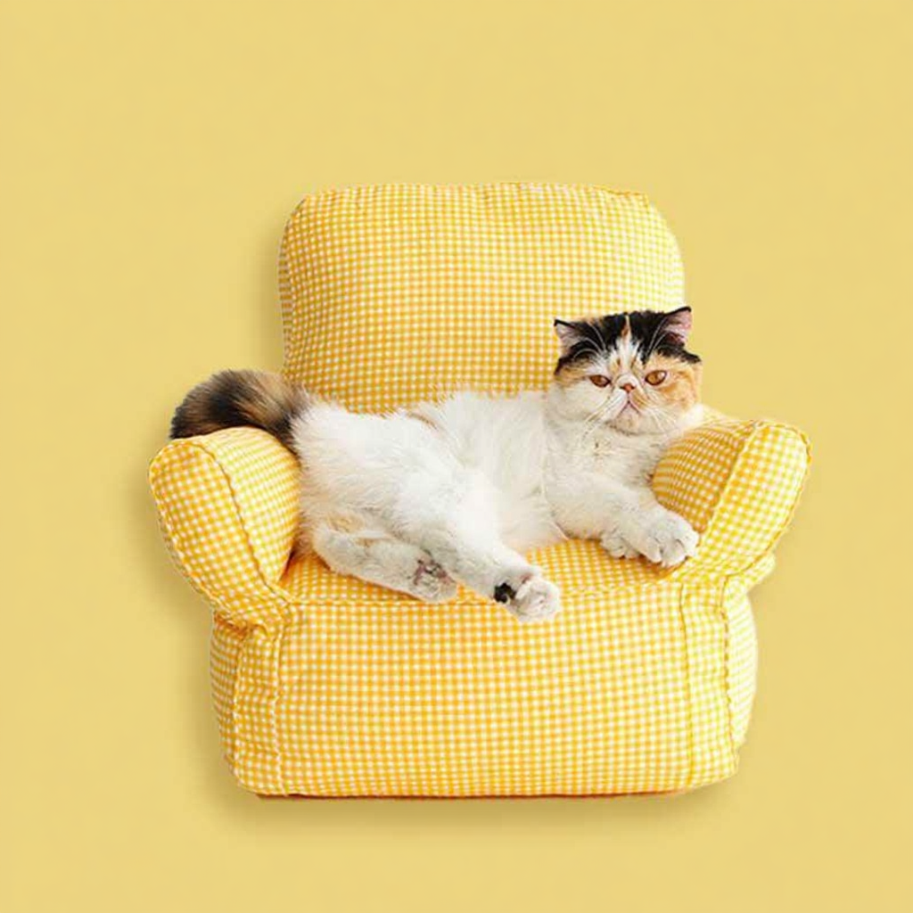 Catvera Miniature Armchair Cat Sofa Bed - Image 8|||PROMPT|||Cleaned image. Original analysis: found 1 text watermark - 'MEWCATS' displayed in white text in the top left corner of the image