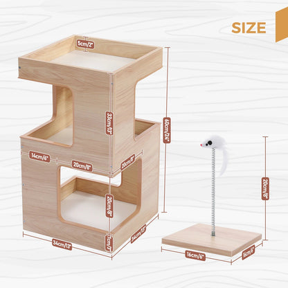 Catvera Modern Wood Cat Tree - Image 6|||PROMPT|||Original clean product image