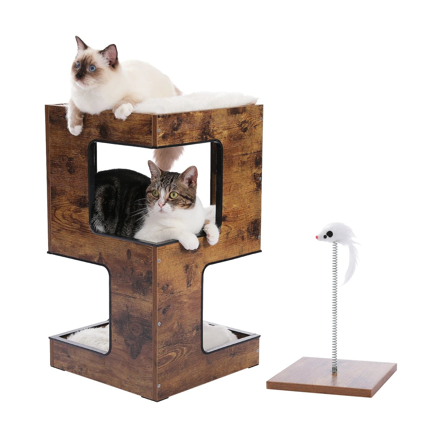 Catvera Modern Wood Cat Tree - Image 7|||PROMPT|||Original clean product image
