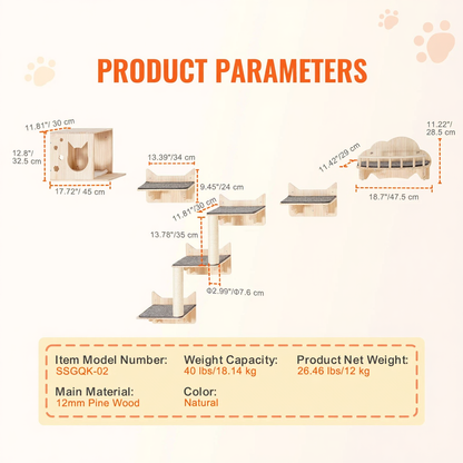 Catvera Modular Cat Wall Climbing System - Image 8|||PROMPT|||Cleaned image. Original analysis: found 1 watermark logo and 1 brand name in header area
