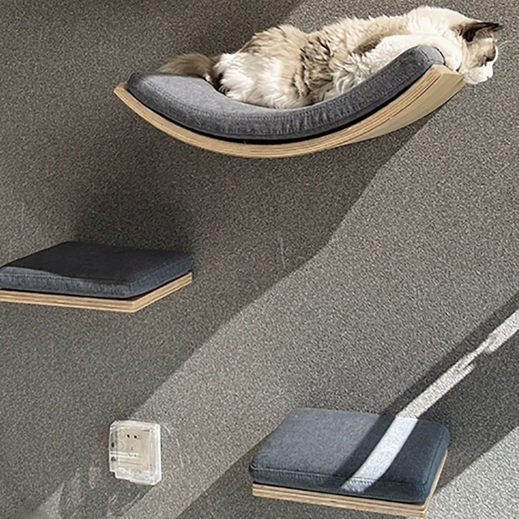 Catvera Modular Wall Cat Climbing System - Image 5|||PROMPT|||Cleaned image. Original analysis: Found watermark '4K4' in bottom left corner of the image