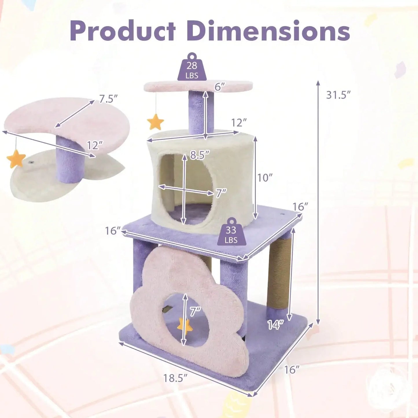 Catvera Multi-Level Cat Tree Condo - Image 3|||PROMPT|||Original clean product image