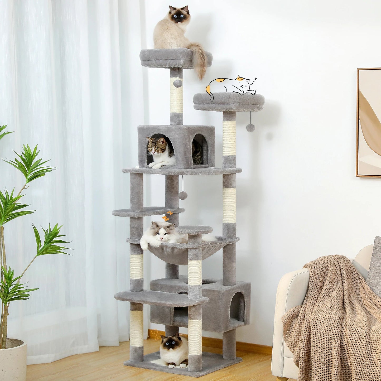 Catvera Multi-Level Cat Tree Tower - Image 1|||PROMPT|||Original clean product image