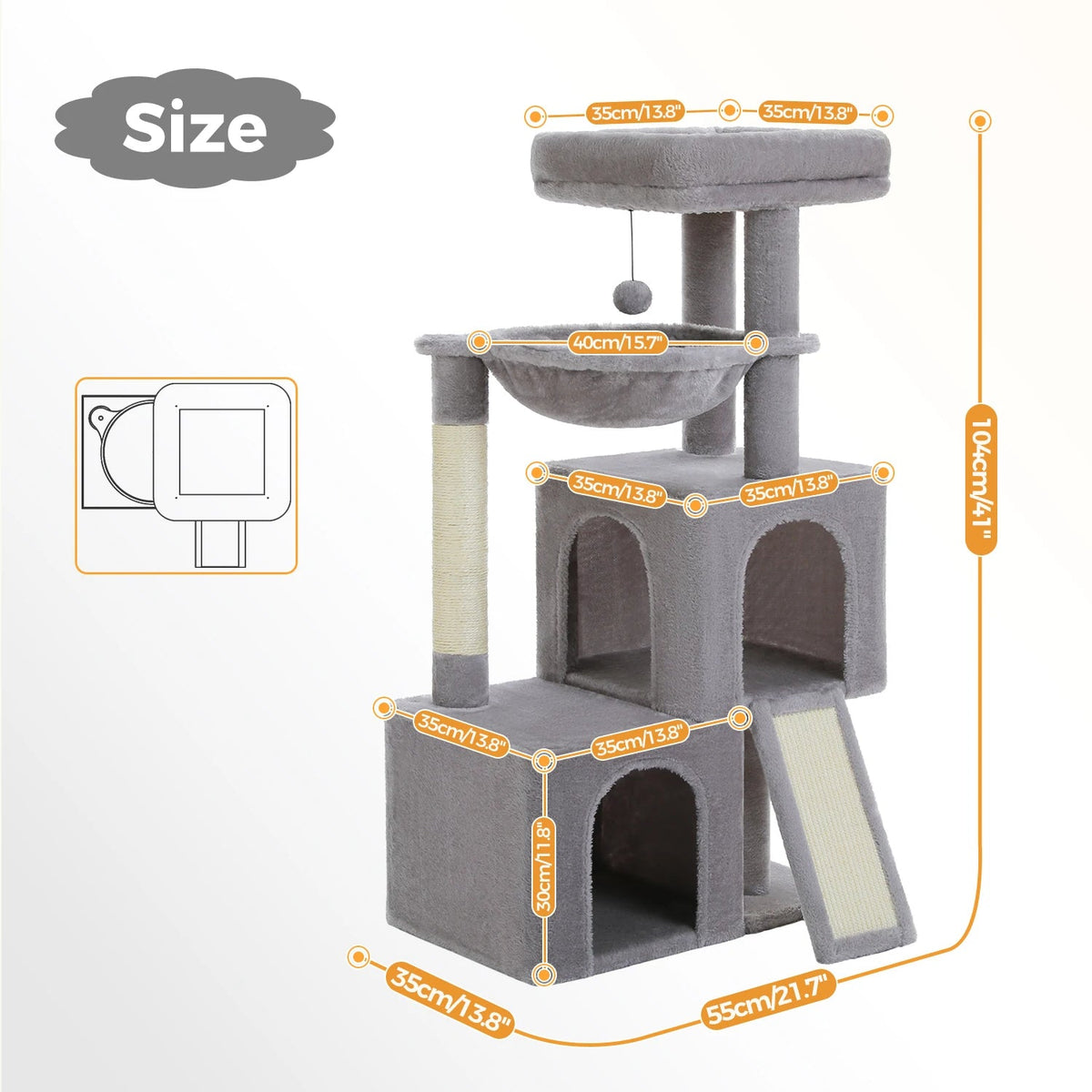 Catvera Multi-Level Cat Tree Tower - Image 12|||PROMPT|||Original clean product image