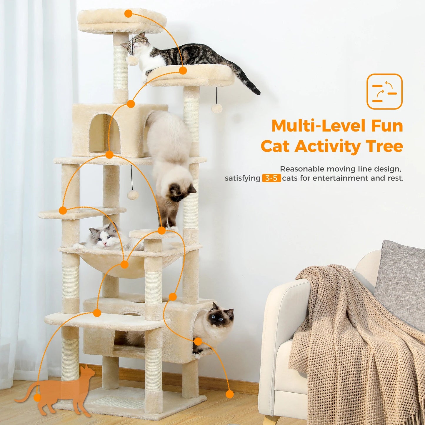 Catvera Multi-Level Cat Tree Tower - Image 3|||PROMPT|||Original clean product image