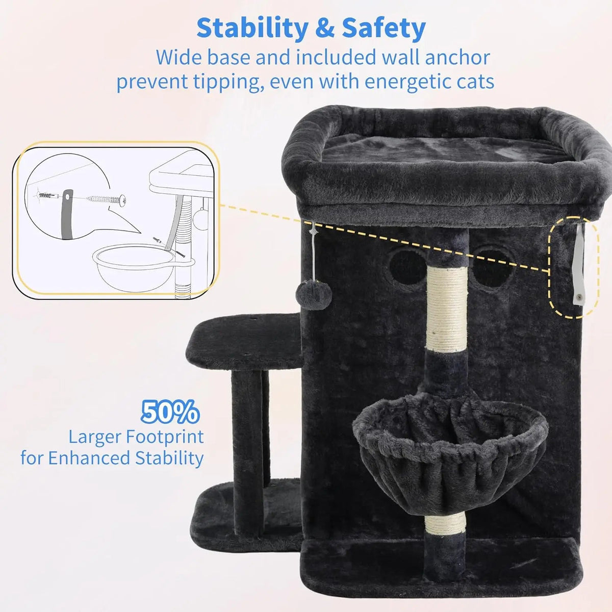 Catvera Multi-Level Cat Tree Tower - Image 6|||PROMPT|||Original clean product image
