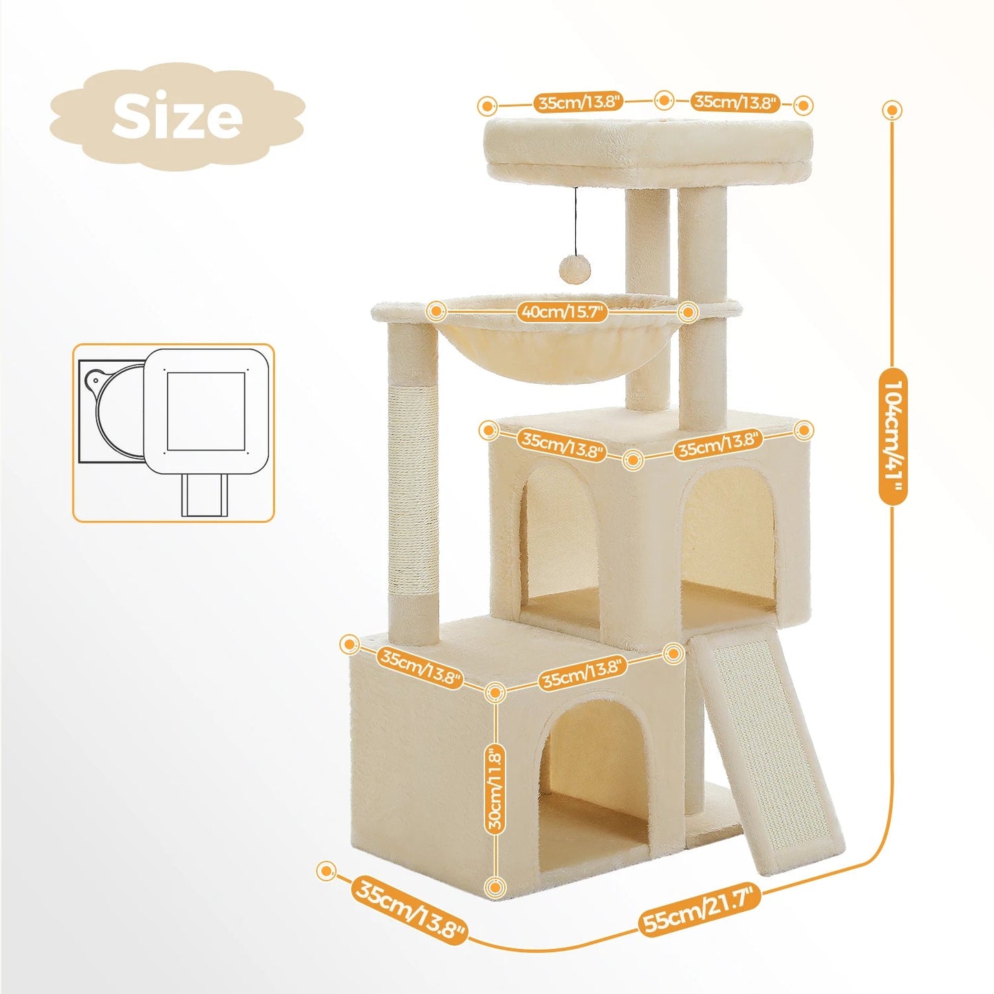 Catvera Multi-Level Cat Tree Tower - Image 7|||PROMPT|||Original clean product image