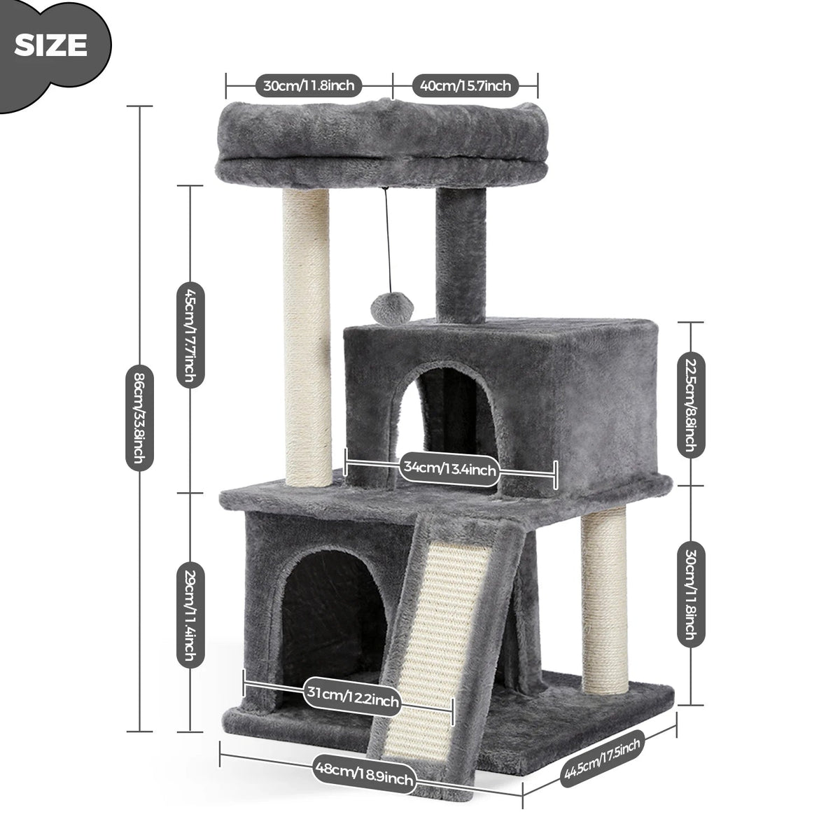Catvera Multi-Level Cat Tree Tower - Image 9|||PROMPT|||Original clean product image