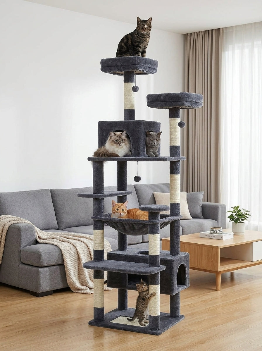 Catvera Multi-Level Cat Tree Tower - Ultimate Multi-Cat Paradise