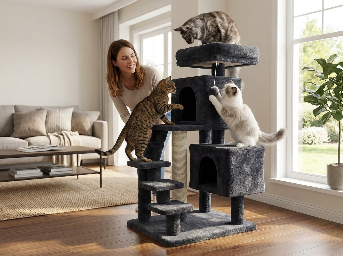 Catvera Multi-Level Cat Tree Tower - Built to Handle Your Most Active Cats