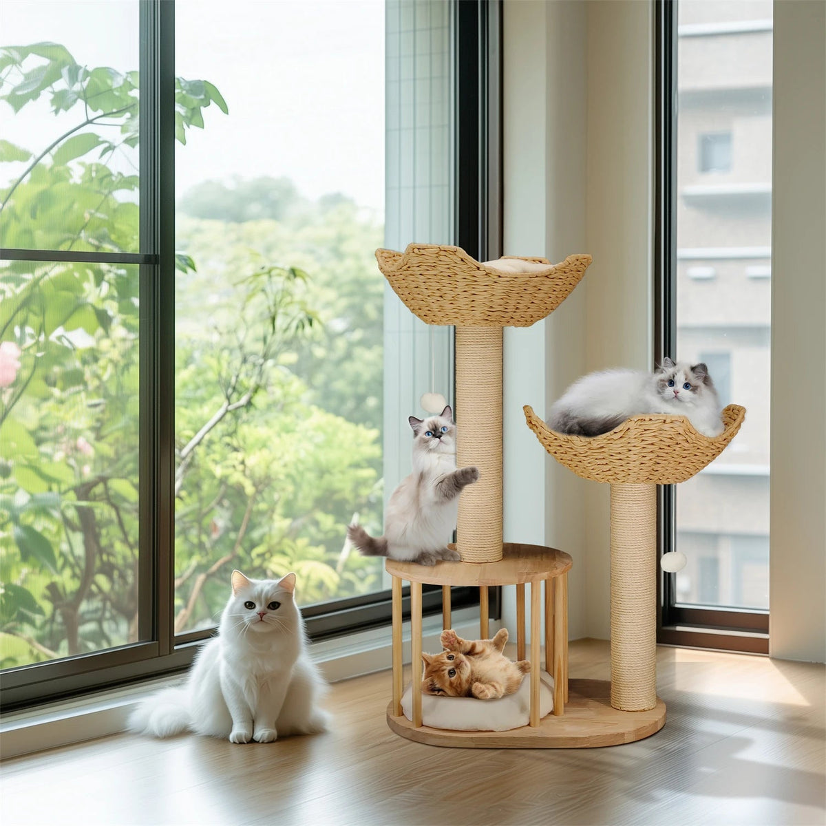 Catvera Multi-Level Natural Sisal Cat Tree - Image 2|||PROMPT|||Original clean product image