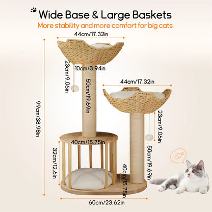 Catvera Multi-Level Natural Sisal Cat Tree - Image 4|||PROMPT|||Original clean product image
