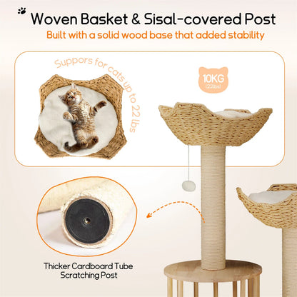 Catvera Multi-Level Natural Sisal Cat Tree - Image 5|||PROMPT|||Original clean product image