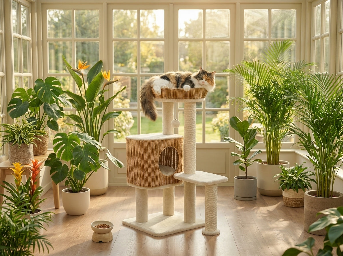 Catvera Multi-Level Rattan Cat Tree - Section 3